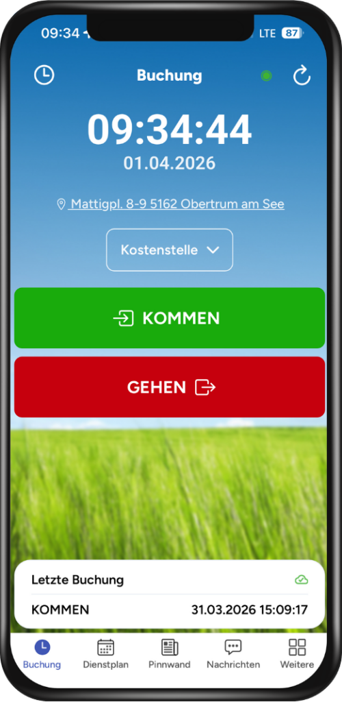 Handy mit Kommen und Gehen Button myrota APP