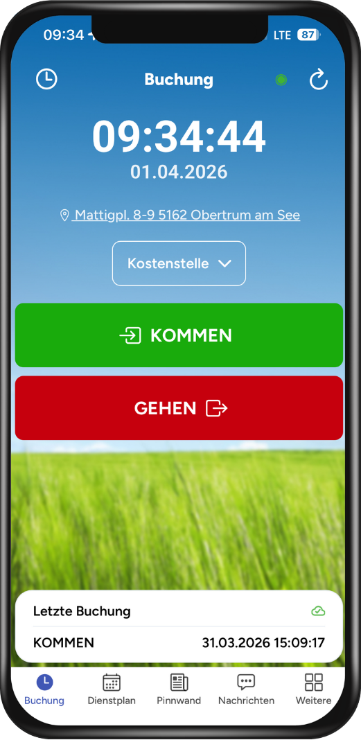 Handy mit Kommen und Gehen Button myrota APP