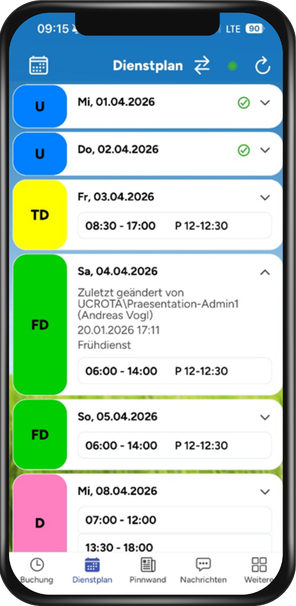 myrota Dienstplan ansicht